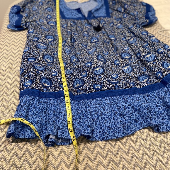 Old Navy Puff-Sleeve Printed Mini Swing Dress 3X – Split Neck, Tassel Ties - Picture 11 of 11